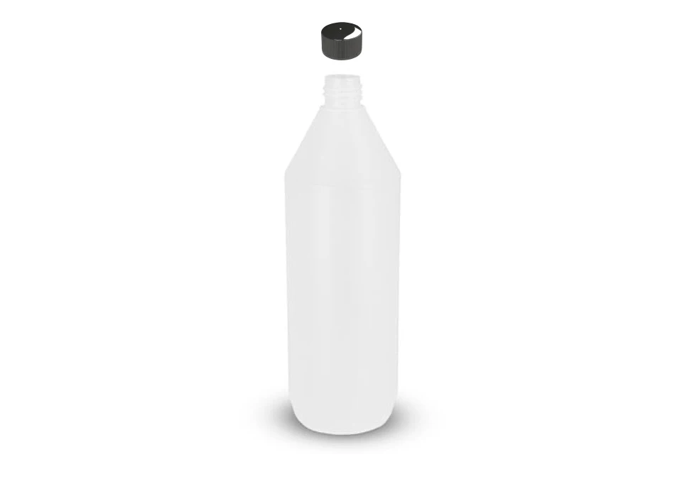 Bottle Round Natural 1L with 28mm Black Cap